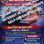 THANK YOU FOR THE INTEREST IN OUR WOMEN’S SELF-DEFENSE CLASS