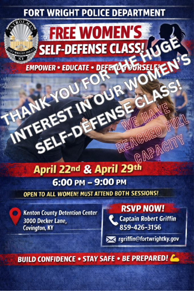 THANK YOU FOR THE INTEREST IN OUR WOMEN’S SELF-DEFENSE CLASS