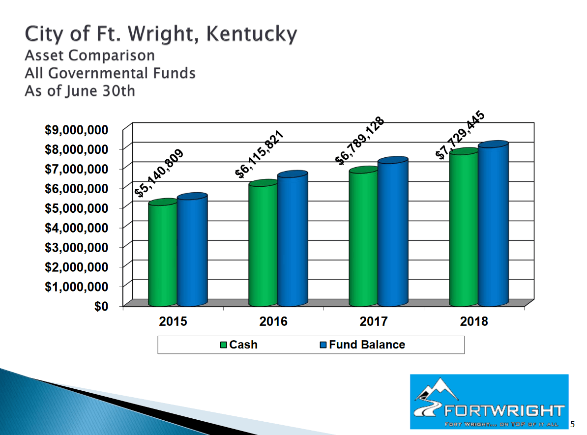 Bar Graph Displaying Cash vs Fund Balance