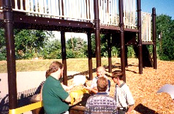 people underneath the playset