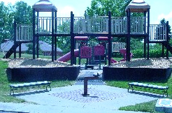 wide shot of playset